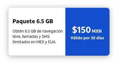  paquete 6.5 gb por 150 pesos